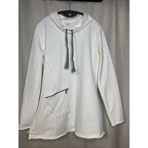 NEON BUDDHA - Medium Pullover Top Amelia Tunic - White, Cowl Neck,Pocket
